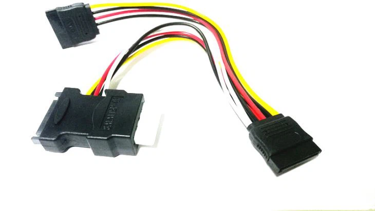 SATA Power Splitter Cable With Molex 4-Pin Output And Dual 15-pin Sata Output Cables